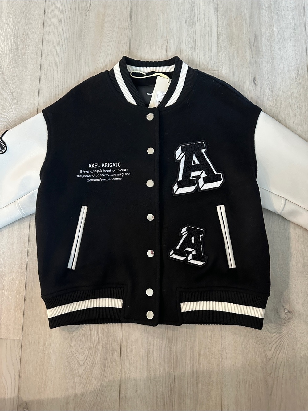 Axel Arigato Illusion Varsity Jacket – Black & White – Size M – NWT